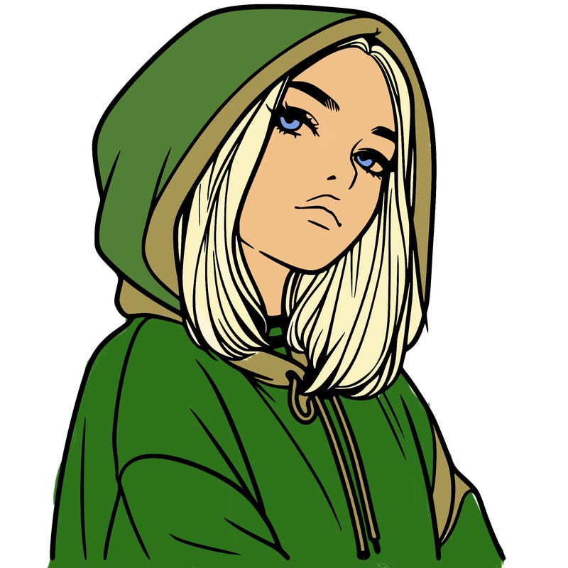 a realistic girl in a hoodie