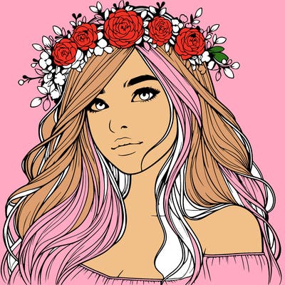 realistic girl with flower crown