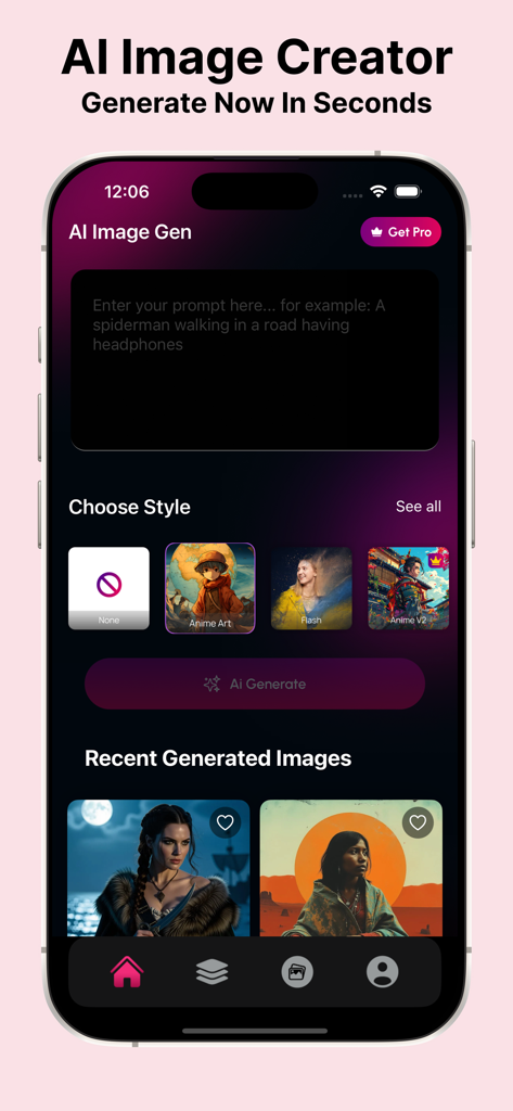Jasper - AI video Generator - Interface of the Jasper AI app showing text to image generation tools and style options