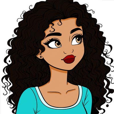 realistic girl with curly hair