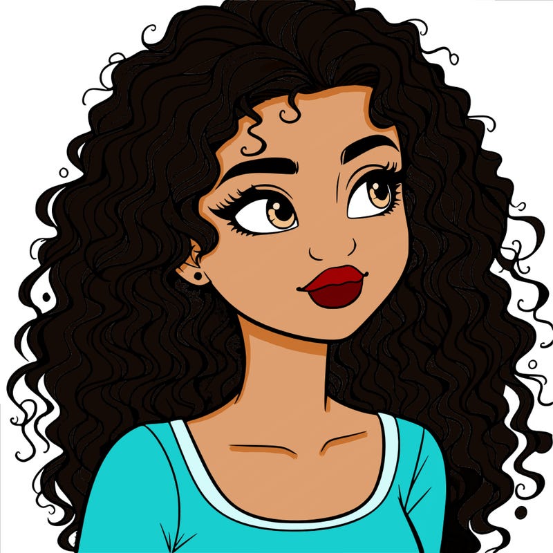 realistic girl with curly hair