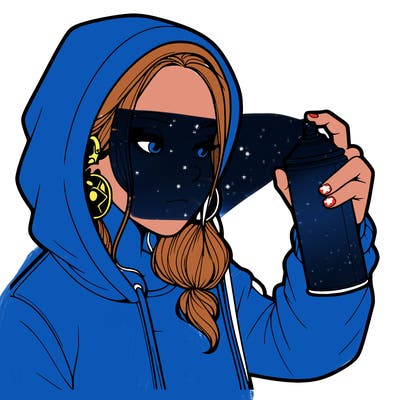 a realistic girl, spray painting