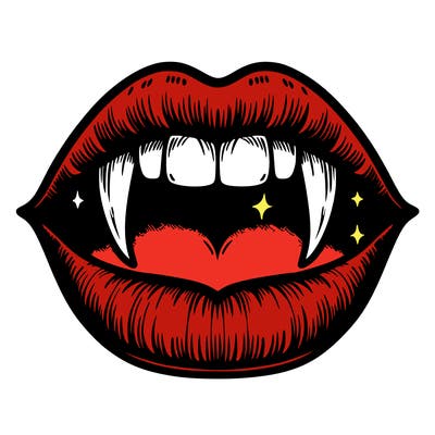 lips with vampire teeth