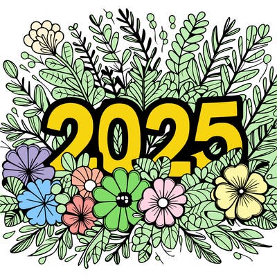 2025 floral big numbers