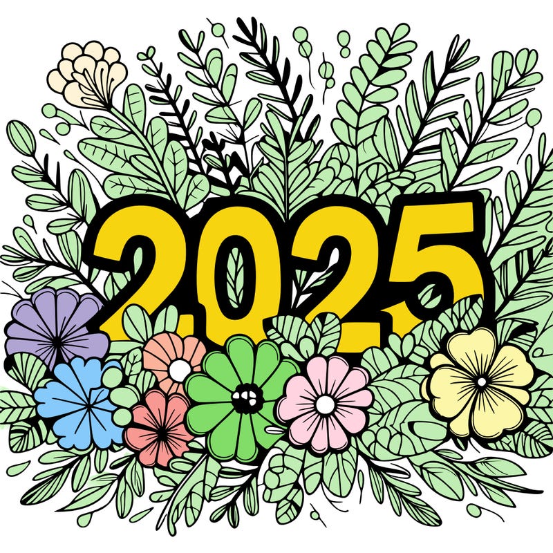 2025 floral big numbers