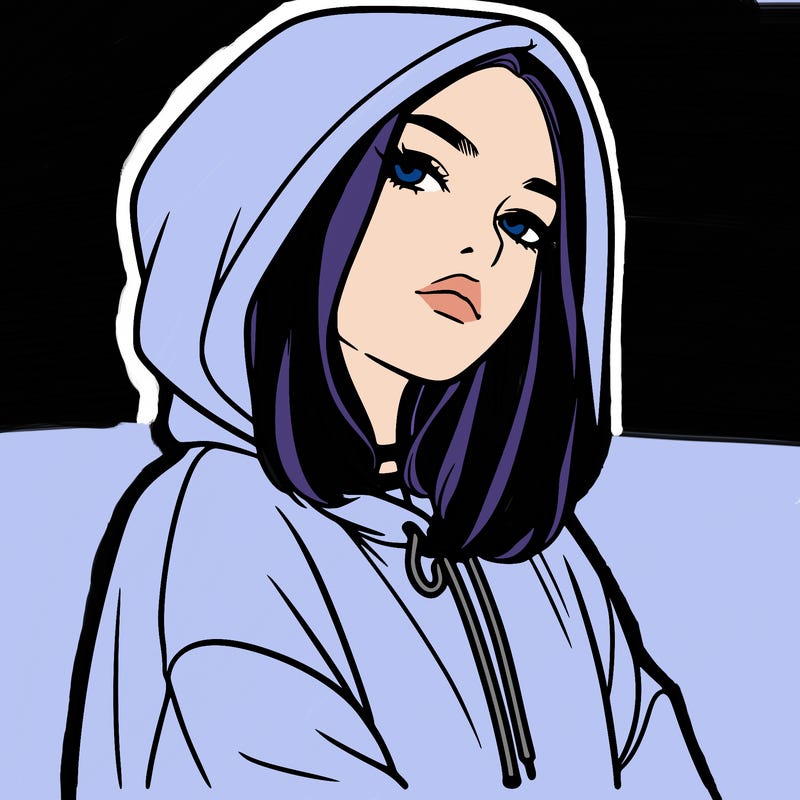 a realistic girl in a hoodie