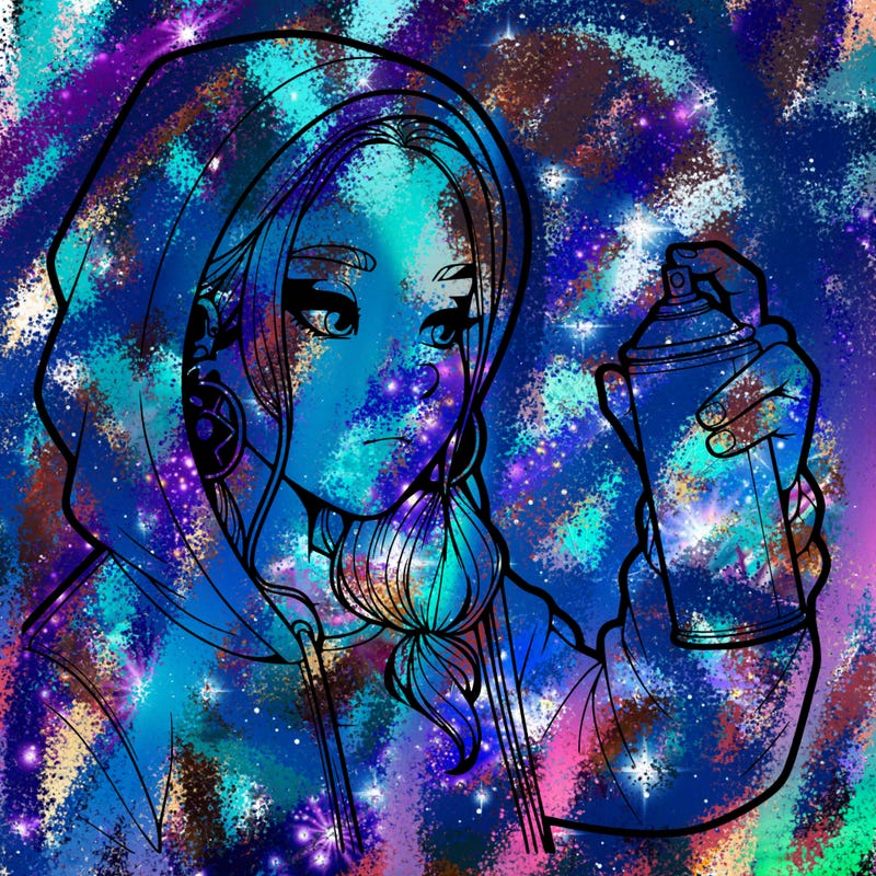 a realistic girl, spray painting