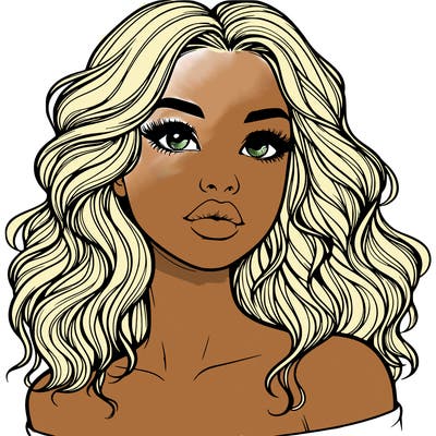 realistic girl with wavy hair and lips