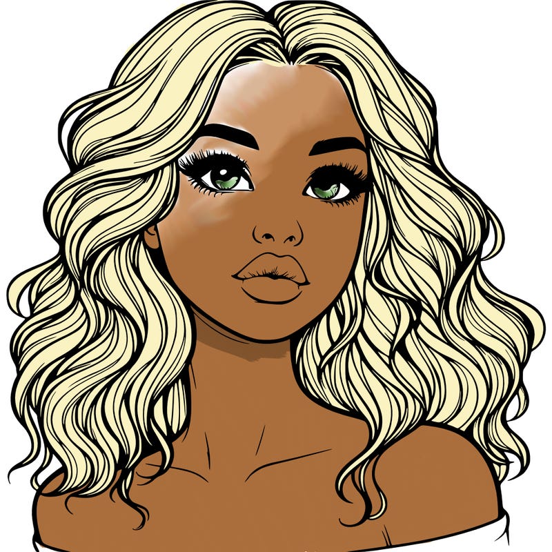 realistic girl with wavy hair and lips