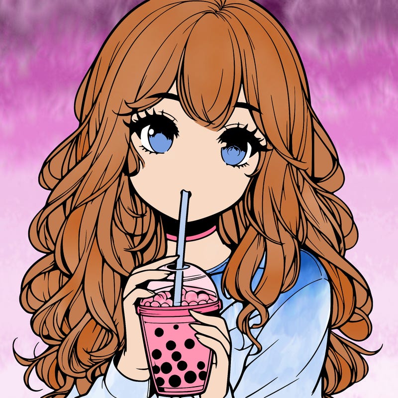 realistic girl drink a boba
