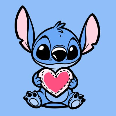 stich holding a heart