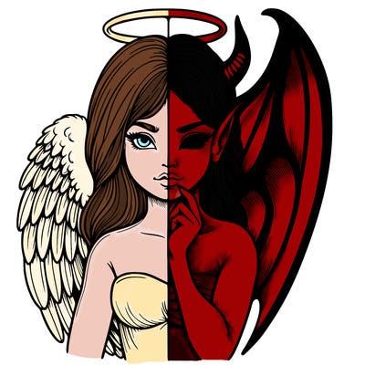 realistic angel half demon