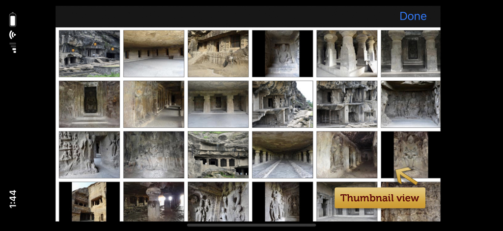 Thumbnail gallery of Ellora Caves heritage site photographs