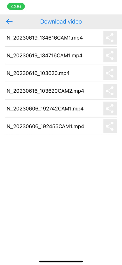 BlackBox Viewer - List of recorded dashcam videos available for download in the BlackBox Viewer app