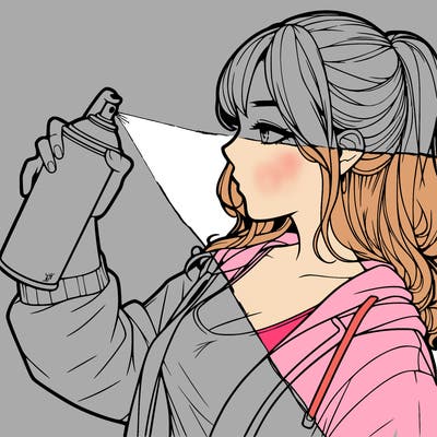 a realistic girl spray, painting