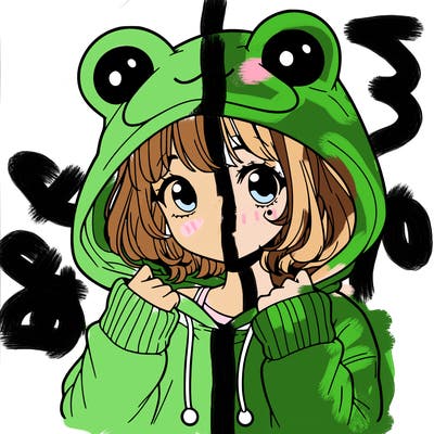 a cute teenage girl wearing a frog hoodie