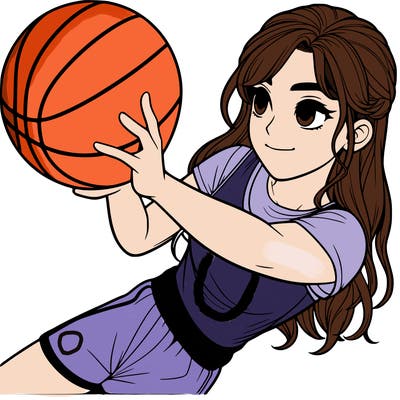 realistic girl playing basketball