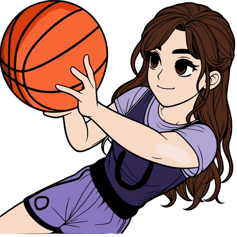 realistic girl playing basketball