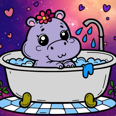 hippo in a bathtub