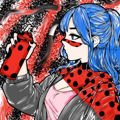 a realistic girl spray, painting