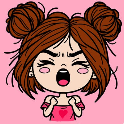 passionate girl with her hair is two messy bun