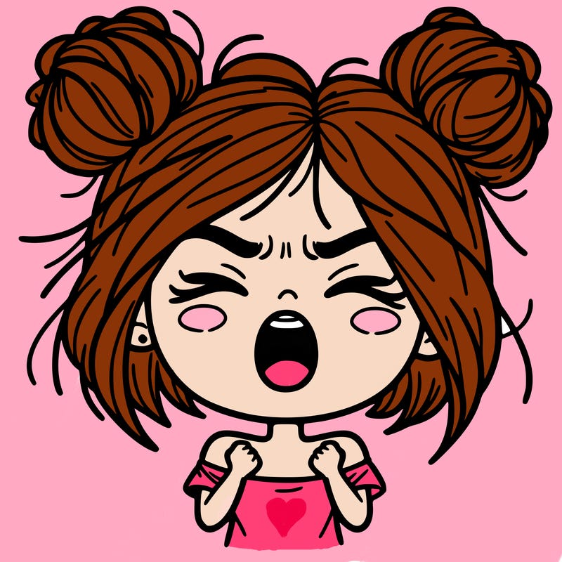 passionate girl with her hair is two messy bun