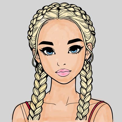 realistic girl with braids