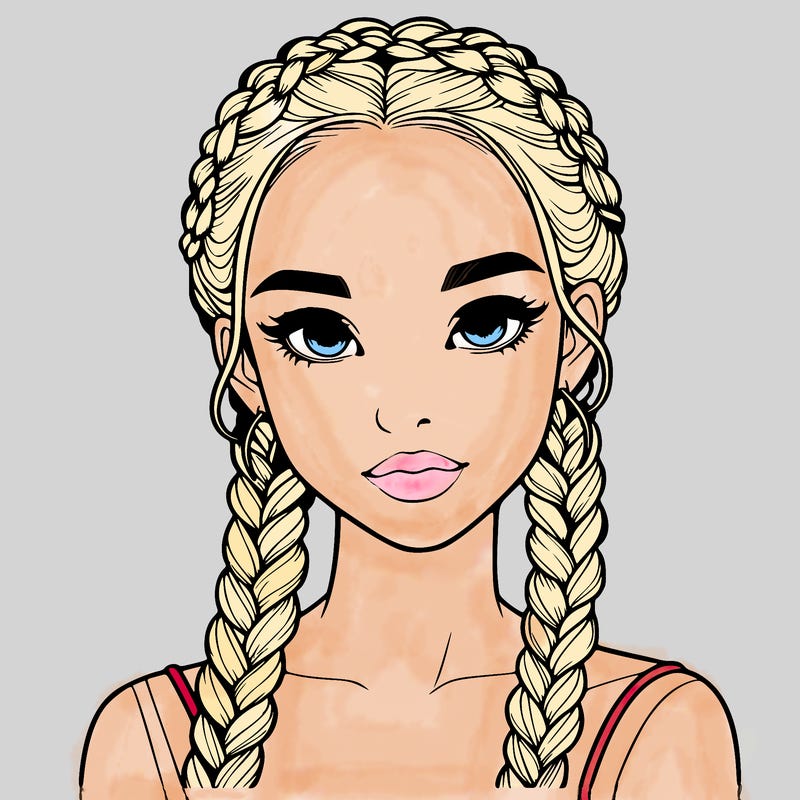 realistic girl with braids
