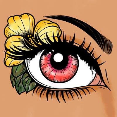 realistic eye with flower