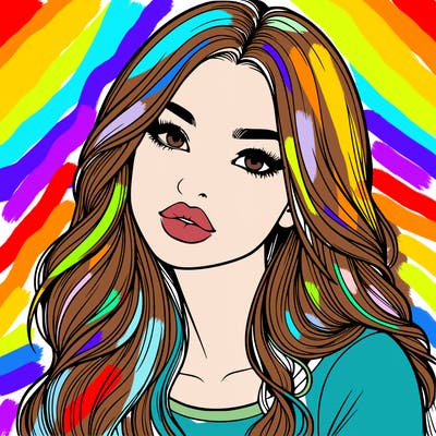 realistic girl with hair on her hair and lips