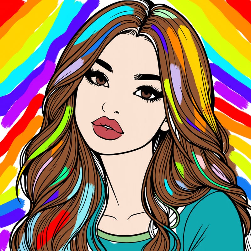 realistic girl with hair on her hair and lips