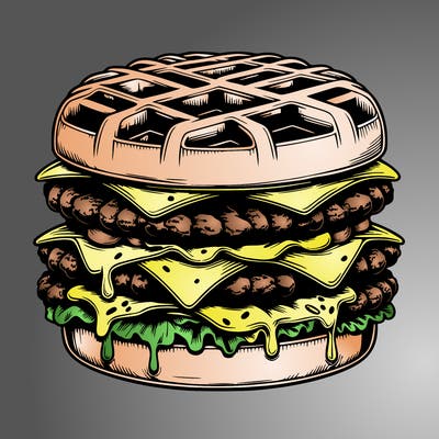 realistic waffle burger