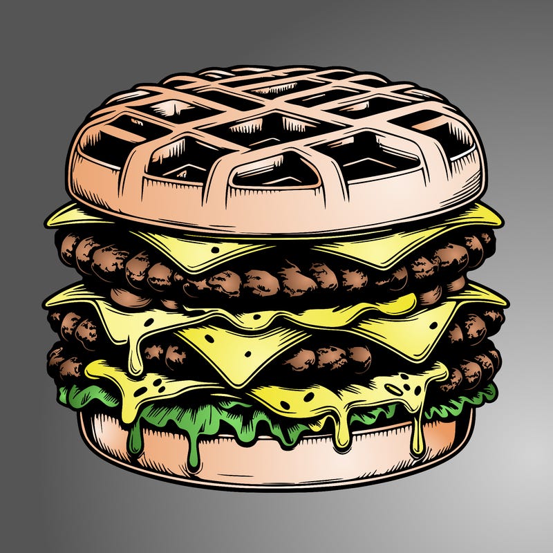 realistic waffle burger
