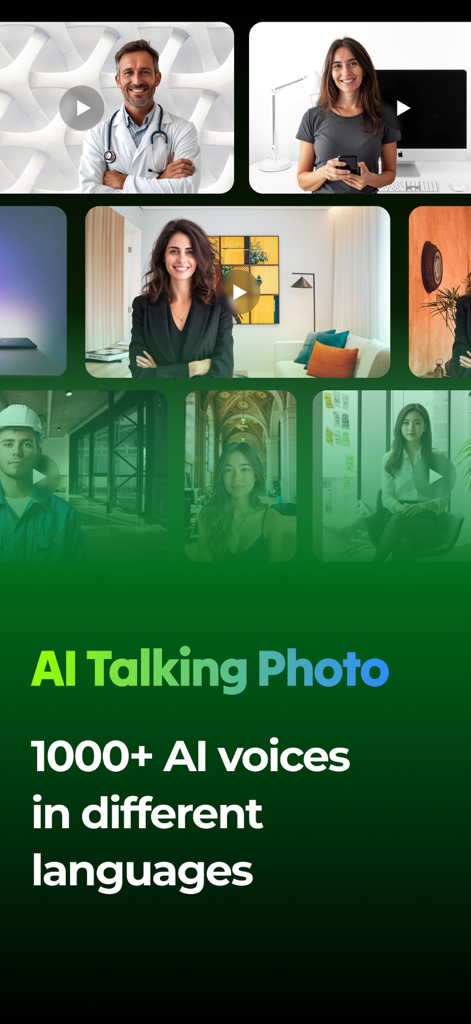 Vidify AI - AI Video Creator - Vidify AI interface showcasing various AI avatars and multilingual talking photo features