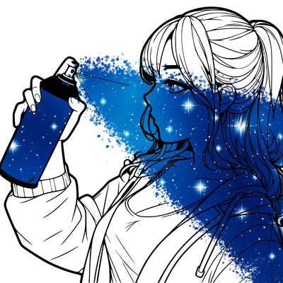 a realistic girl spray, painting