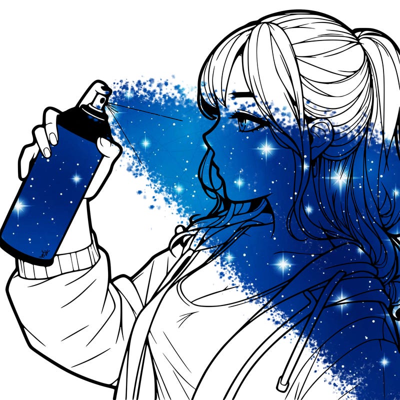 a realistic girl spray, painting