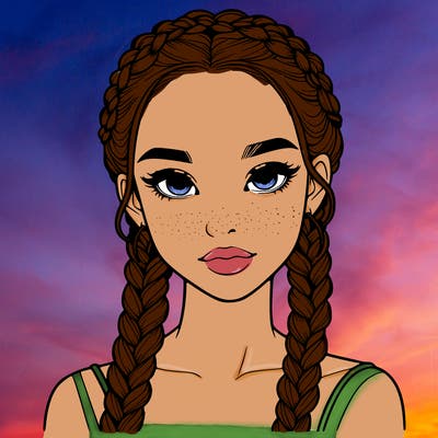 realistic girl with braids
