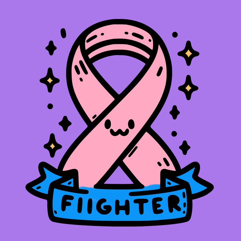 cancer ribbon with the word fighter