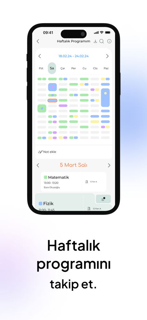 MyExamy - Interface do aplicativo móvel MyExamy exibindo um cronograma semanal de aulas e plano de aula diário