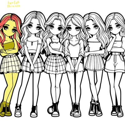 a group of girls realistic