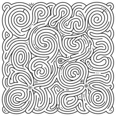 Dive into the calming world of labyrinth patterns, specially designed with seniors in mind. This intricate coloring page offers a wonderful way to relax, focus, and stimulate cognitive engagement with its clear, bold lines.