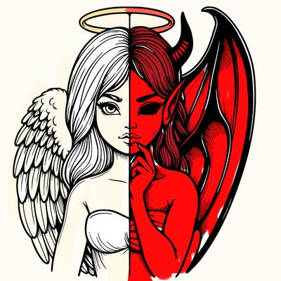 realistic angel half demon