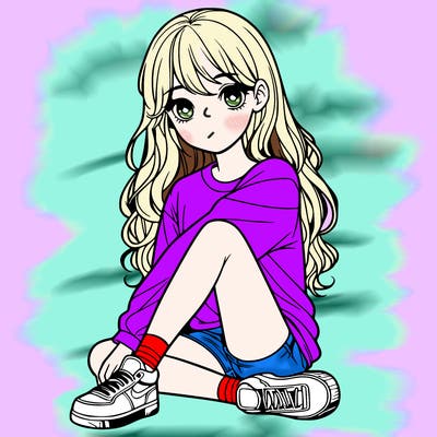 girl sitting realistic