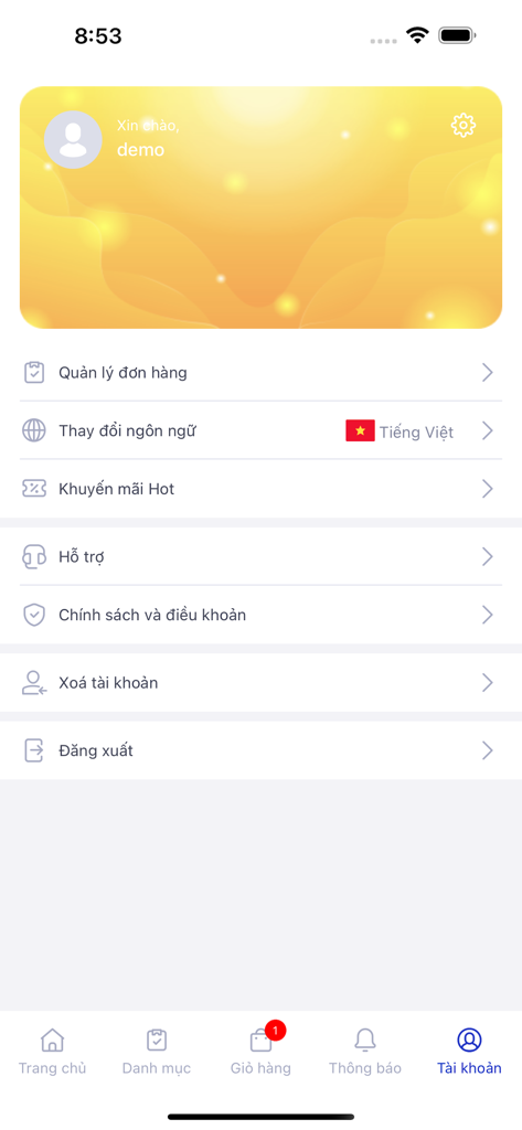 Phong Vu - Phong Vu mobile app user profile and settings page