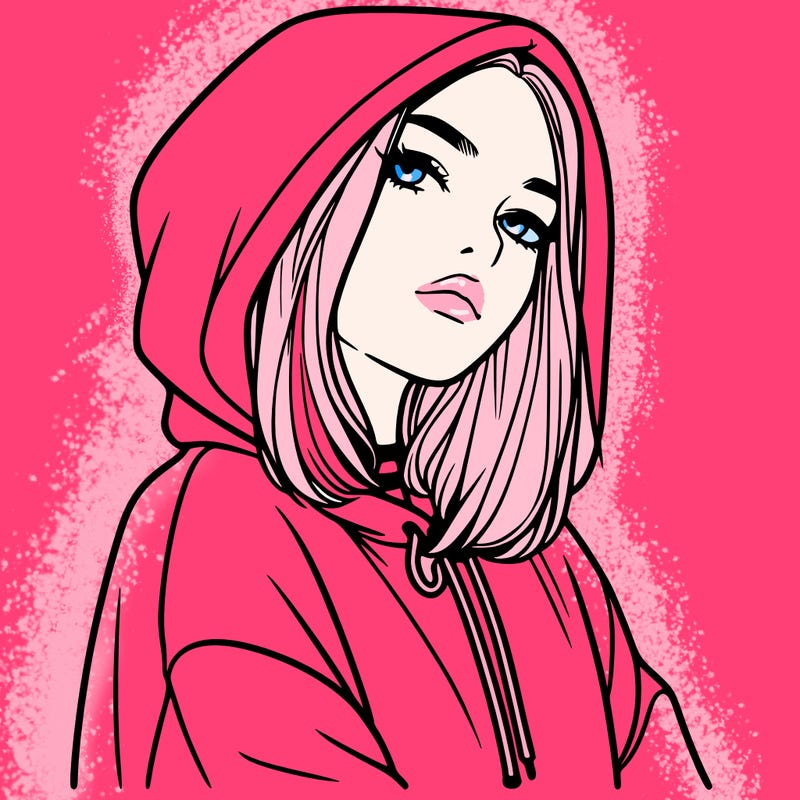 a realistic girl in a hoodie