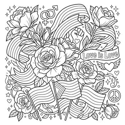 Immerse yourself in a vibrant celebration of love and diversity with this stunning Grandiflora Roses and Pride coloring page. Discover intricate floral details intertwined with powerful symbols of unity and joy.