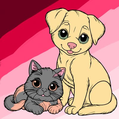 realistic cat and dog