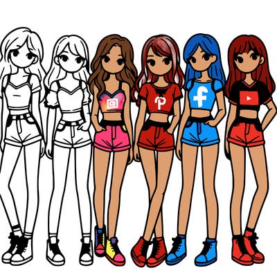 a group of girls wearing crop tops and shorts