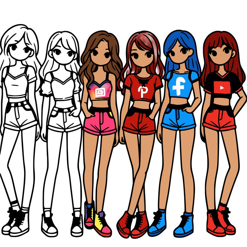 a group of girls wearing crop tops and shorts