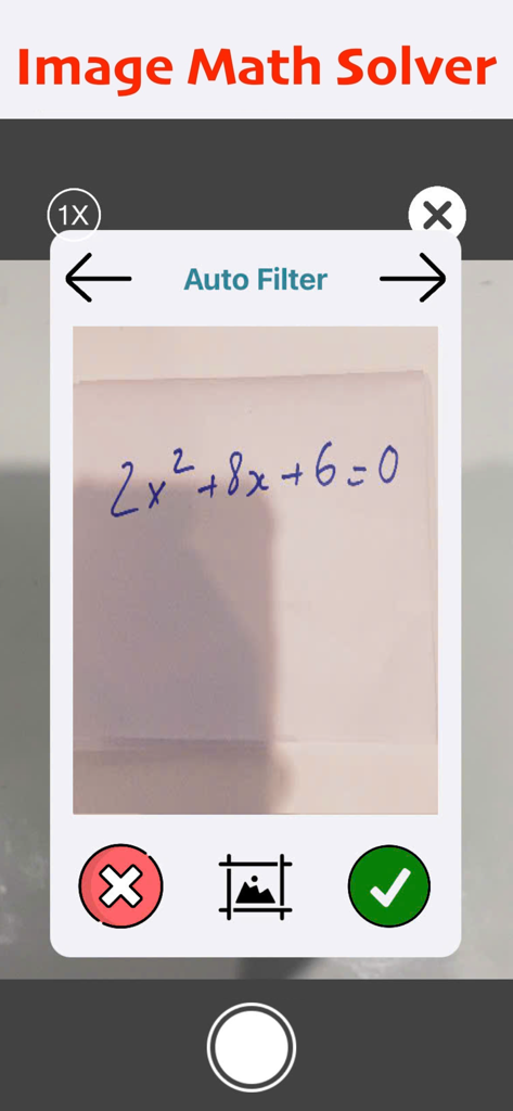 Math Solver With Solution - AI - A screenshot of the Math Solver With Solution - AI app interface showing a scanned handwritten math problem